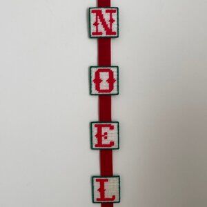 Vintage Handmade Christmas "Noel" Wall Hanging Plastic Canvas Yarn Art